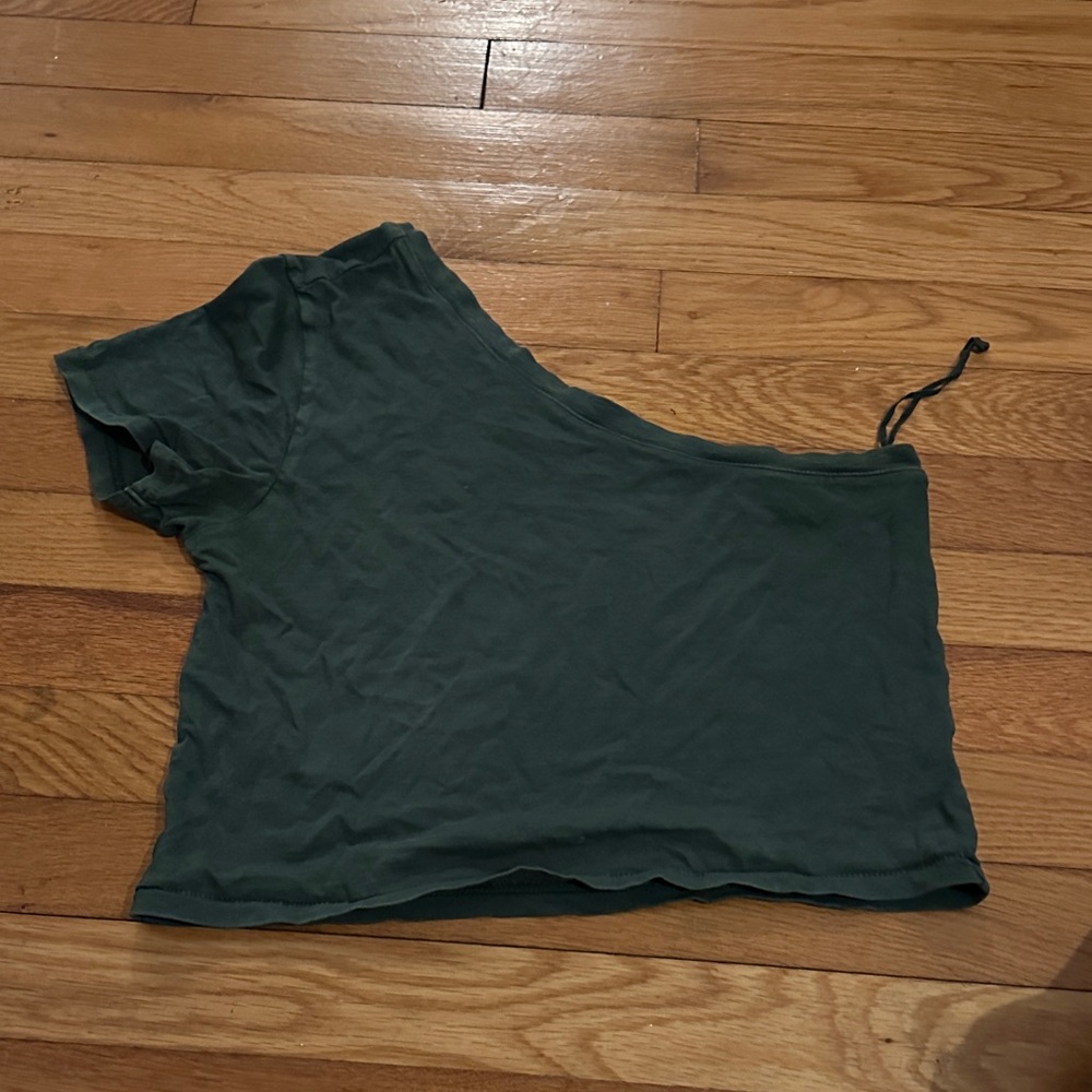 Aerie Forest Green One-Shoulder Tank Top